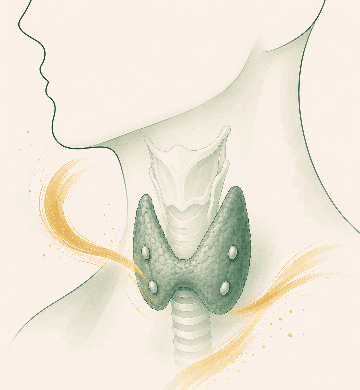 Illustration of the thyroid and parathyroid glands
